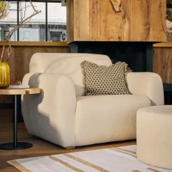 Pouf bouclette carré Ome - Lin