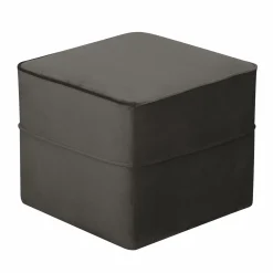 Pouf carré velours Oscar - Gris Clair