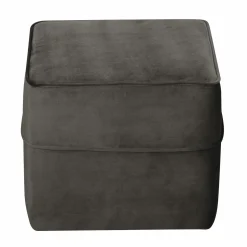 Pouf carré velours Oscar - Gris Clair