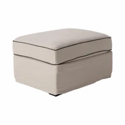 Pouf coton/lin déhoussable Margot - Beige/Anthracite
