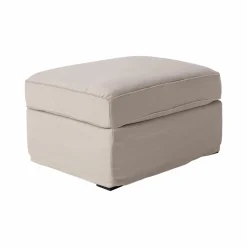 Pouf coton/lin déhoussable Margot - Beige/Beige