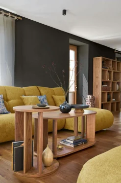 Pouf pour canapé modulable tissu Benny - Moutarde