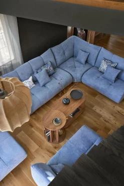 Pouf pour canapé modulable tissu Benny - Bleu