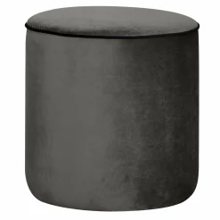 Pouf rond tissu velours Léo - Gris Clair