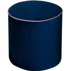Pouf rond velours Léo - Bleu