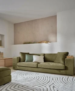 Pouf velours déhoussable Maé - Olive