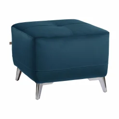 Repose pieds velours Cheverny - Bleu Canard