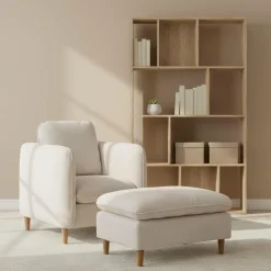 Repose-pieds velours côtelé Portimo - Beige