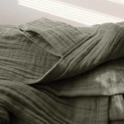 Rideau à pattes gaze de coton Cybelle - Thym