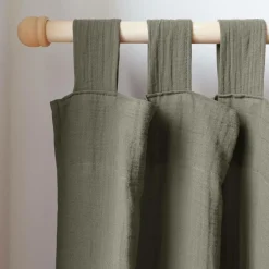 Rideau à pattes gaze de coton Cybelle - Thym