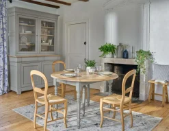 Table à manger à volets extensible bois massif 4 à 8 personnes Embellie - Gris