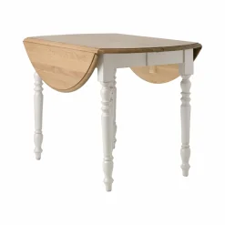 Table à manger à volets extensible bois massif 4 à 8 personnes Embellie - Blanc