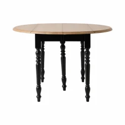 Table à manger à volets extensible bois massif 4 à 8 personnes Embellie - Noir