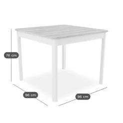 Table à manger carrée décor bois et blanc 2 à 4 personnes Adeline
