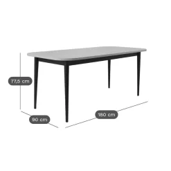 Table à manger extensible décor bois pieds métal 6 à 8 personnes Mila