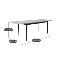 Table à manger extensible décor bois pieds métal 6 à 8 personnes Mila