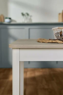 Table à manger rectangulaire décor bois et blanc 4 personnes Adeline