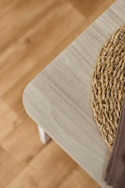 Table à manger rectangulaire décor bois et blanc 4 personnes Adeline