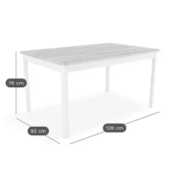 Table à manger rectangulaire décor bois et blanc 4 personnes Adeline