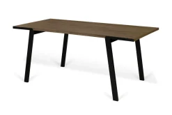 Table à manger rectangulaire bois pieds métal noir 6 personnes Drift - Noir/Noyer