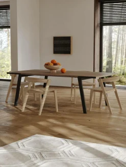 Table à manger rectangulaire bois pieds métal noir 6 personnes Drift - Noir/Noyer