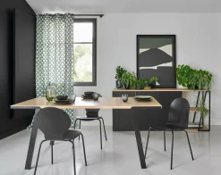 Table à manger rectangulaire bois pieds métal noir 6 personnes Drift - Chêne/Noir