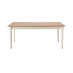 Table à manger rectangulaire extensible bois et blanc 6 à 10 personnes Apolline