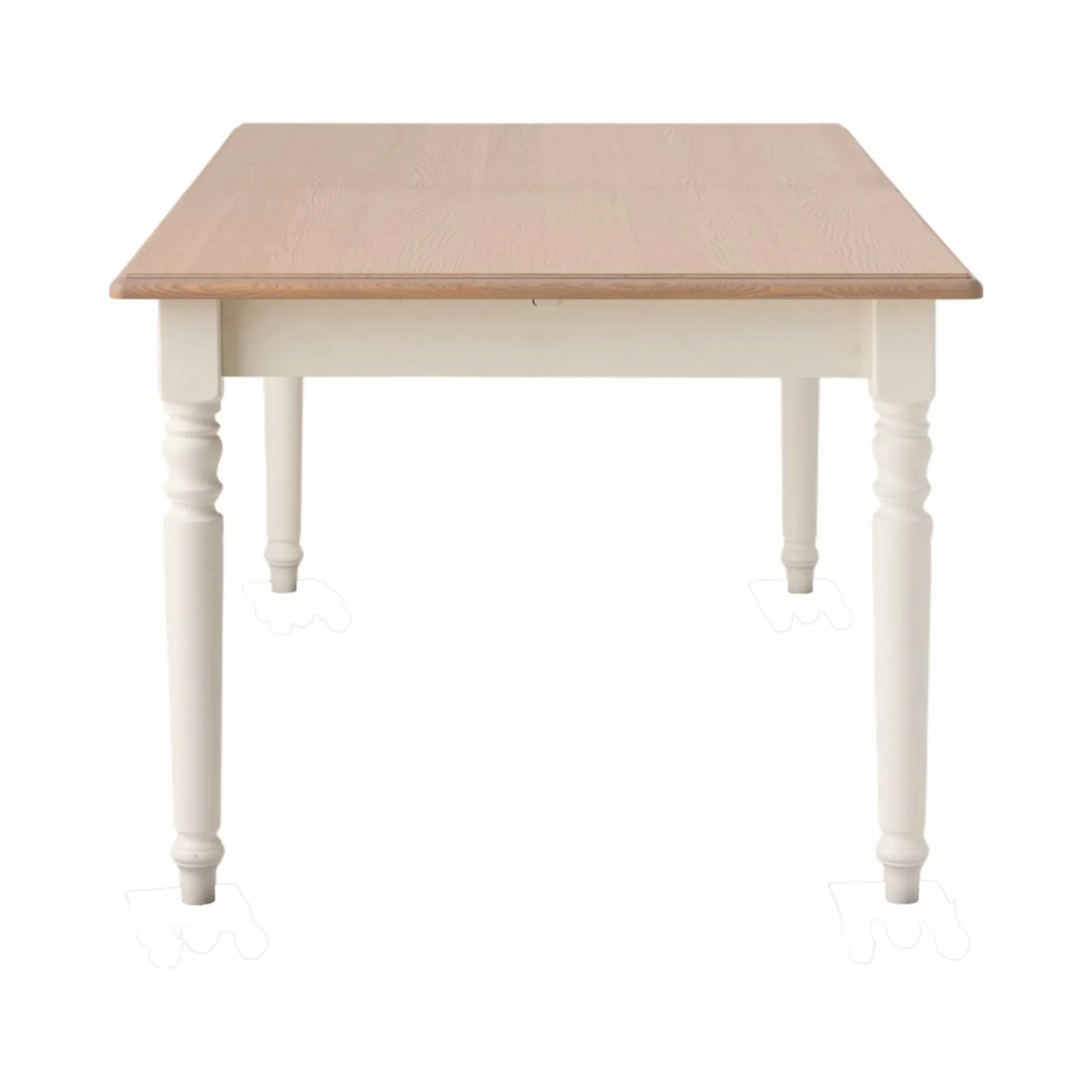 Table à manger rectangulaire extensible bois et blanc 6 à 10 personnes Apolline