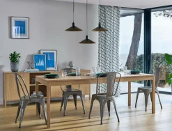 Table à manger rectangulaire extensible décor bois 8 à 10 personnes Simon