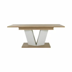 Table à manger rectangulaire extensible décor bois et blanc 8 à 10 personnes Gustave