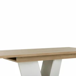 Table à manger rectangulaire extensible décor bois et blanc 8 à 10 personnes Gustave