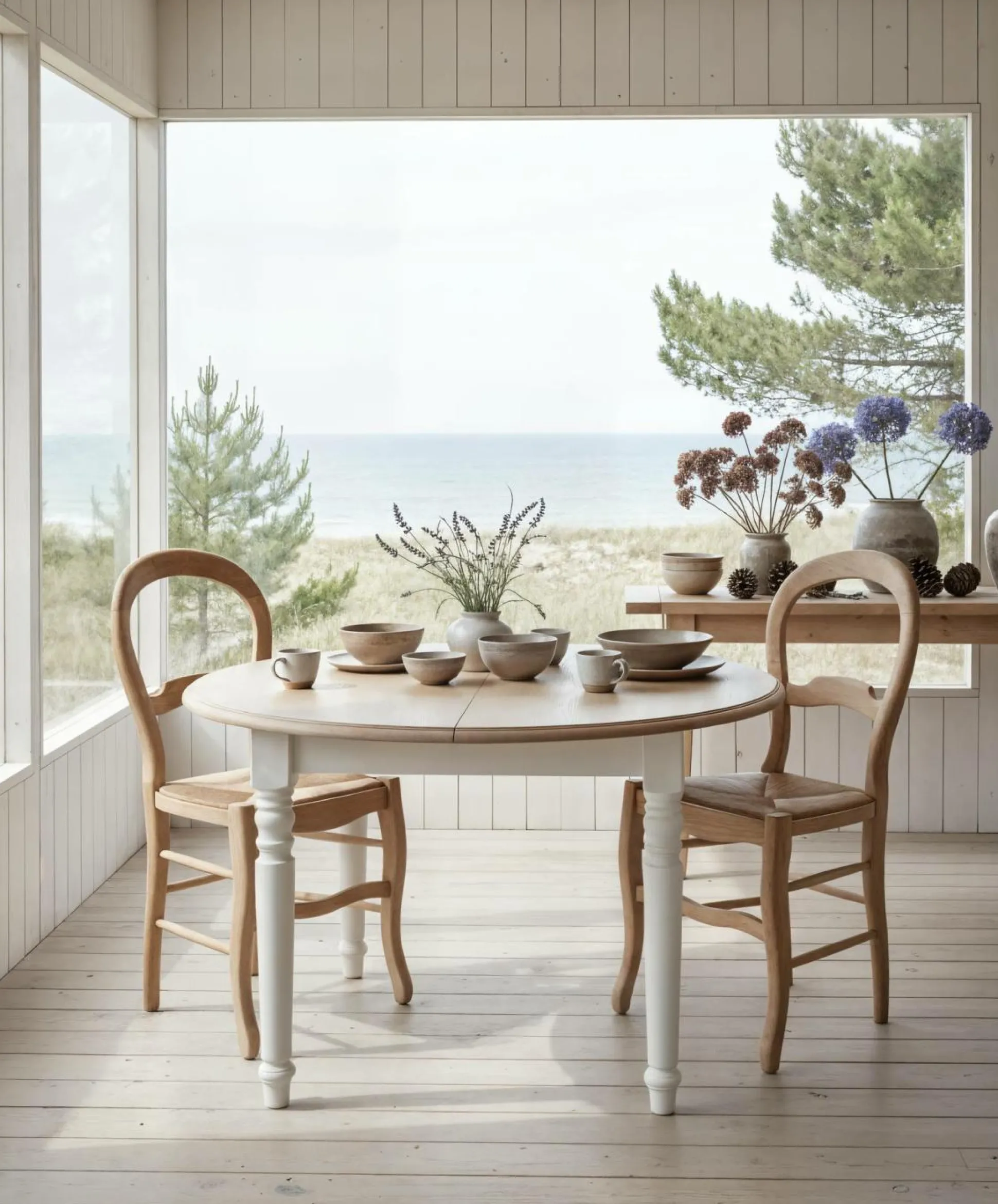 Table à manger ronde extensible bois 4 à 8 personnes Apolline