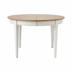 Table à manger ronde extensible bois massif 4 à 8 personnes Embellie - Blanc