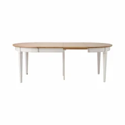 Table à manger ronde extensible bois massif 4 à 8 personnes Embellie - Blanc