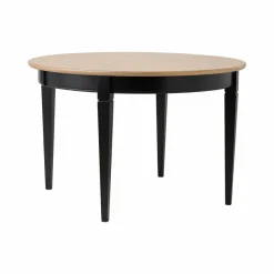 Table à manger ronde extensible bois massif 4 à 8 personnes Embellie - Noir
