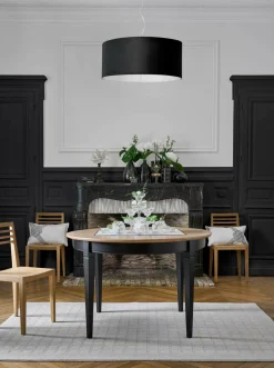 Table à manger ronde extensible bois massif 4 à 8 personnes Embellie - Noir