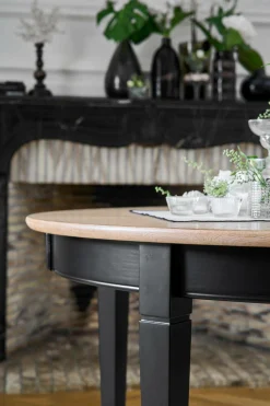 Table à manger ronde extensible bois massif 4 à 8 personnes Embellie - Noir