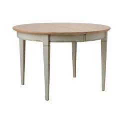 Table à manger ronde extensible bois massif 4 à 8 personnes Embellie - Grège