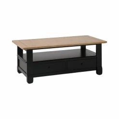 Table basse bois massif 2 tiroirs Embellie - Noir