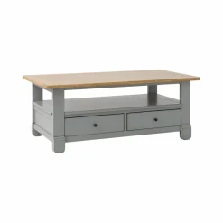 Table basse bois massif 2 tiroirs Embellie - Gris