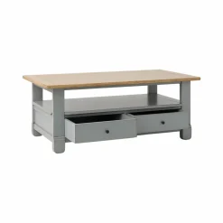 Table basse bois massif 2 tiroirs Embellie - Gris