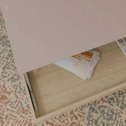 Table basse relevable décor bois Gabriela - Chêne blanchi/Lin