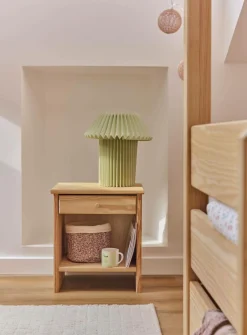 Table de chevet 1 tiroir bois massif Iris - Naturel - Poignées Bois