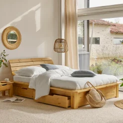 Table de chevet 1 tiroir bois massif Tania - Miel