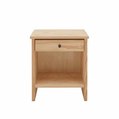 Table de chevet 1 tiroir bois massif Iris - Naturel - Poignées Noir