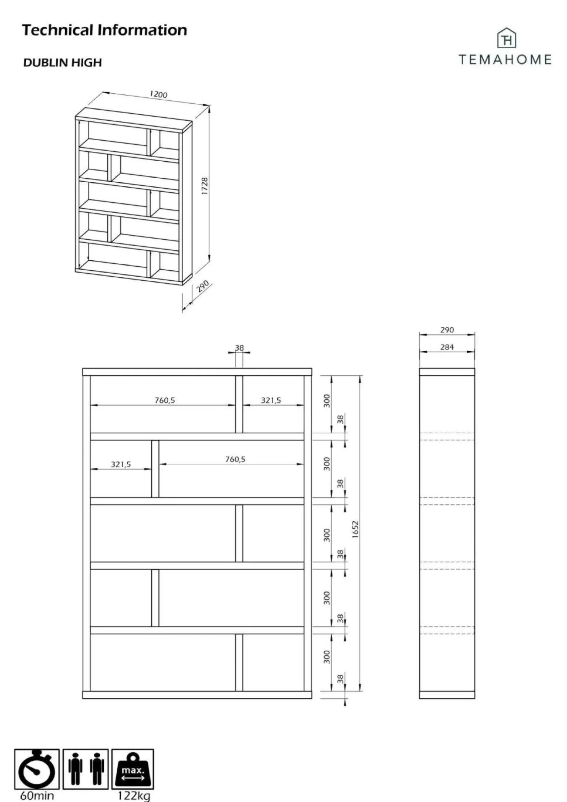 Étagère haute Dublin - Placage Mukali