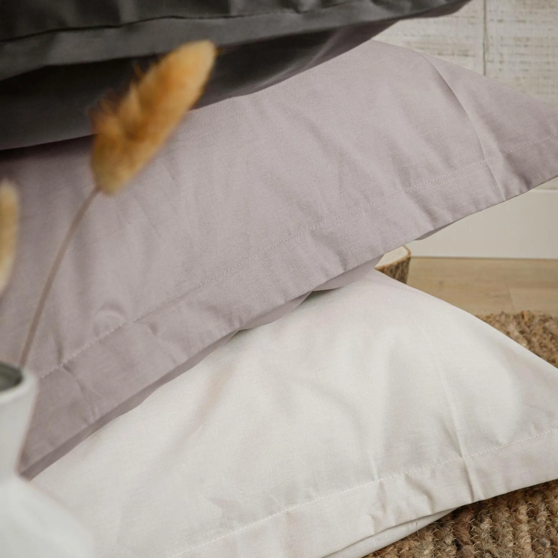 Taie d'oreiller coton bio Fil & Sens - Gris Mastic - Taie d'oreiller 50 x 75 cm