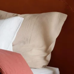 Taie d'oreiller gaze de coton bio Lou - Beige - 65 x 65 cm