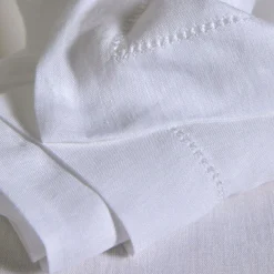 Taie d'oreiller volant perforé lin Suzette - Blanc - 65 x 65 cm