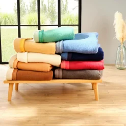 TOISON D'OR Couverture 100% laine Woolmark 500g Volta - Marine/Myosotis - 180 x 240 cm